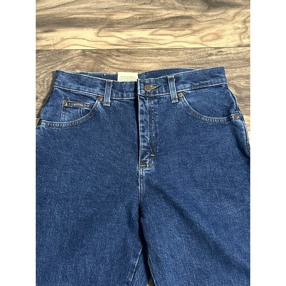 NWT Lee Riders Stretch Jeans Mid Rise Relaxed Fit Denim Blue Dark Wash 8P 624 - Picture 3 of 6